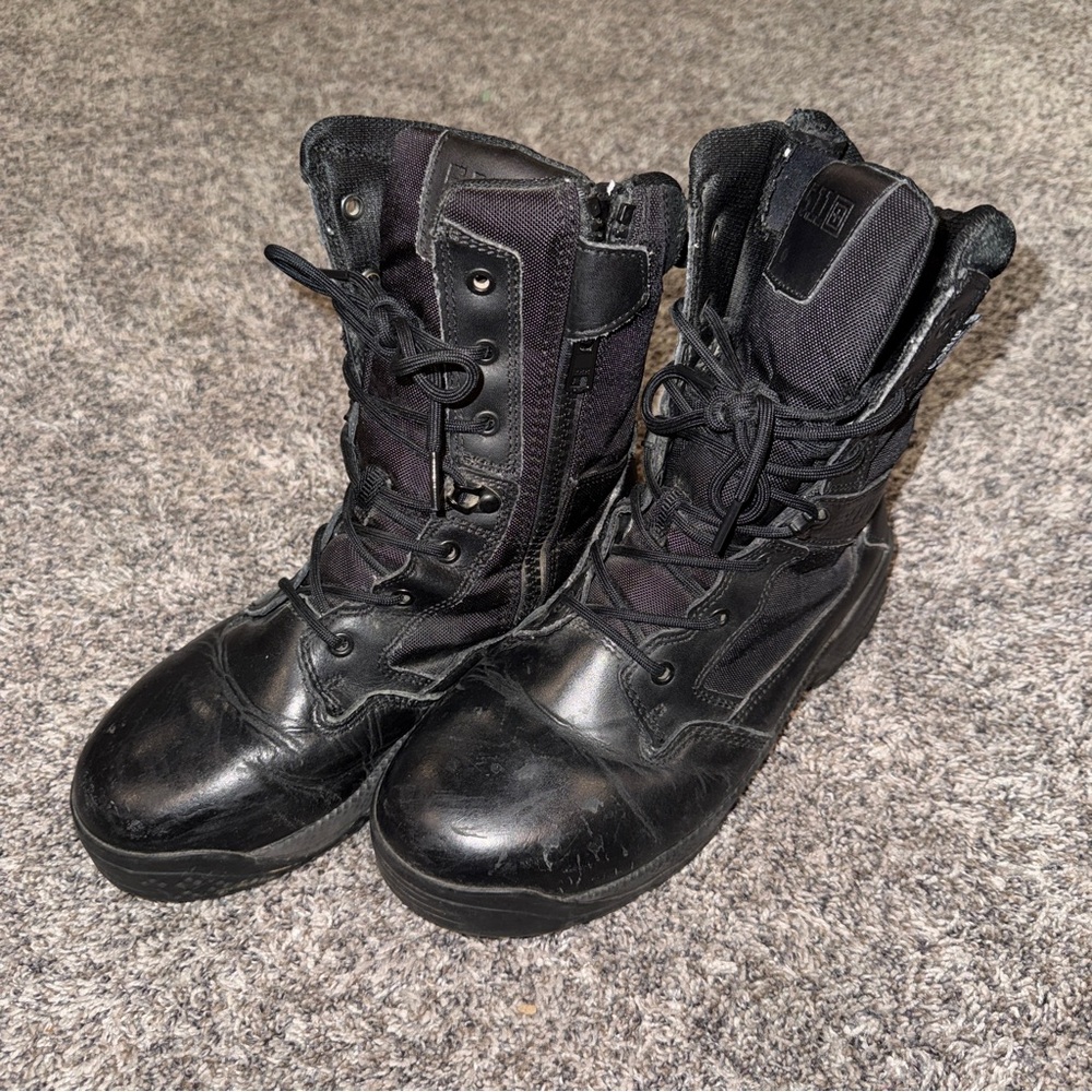 5.11 Tactical ATAC 2.0 8" Storm Black Waterproof Side Zip Boots Military 8.5